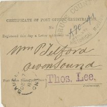 Post office registration receipt