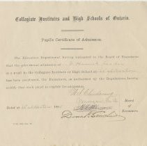 Pupil's certificate of admission