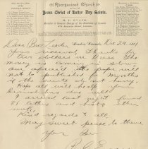 Letter addressed to dear bro Leeder, from R. C. Evans