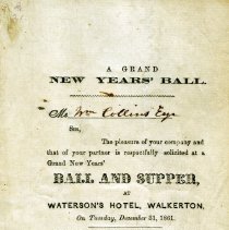 Waterson's Grand New Years' Ball invitation