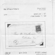 A2018.021.004 - Copy Of Report, Postmaster Information, Lorne Post Office,