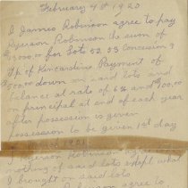 Handwritten agreement, terms of land purchase