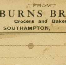 Burns Bros. Grocers and Bakers tag