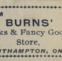 Burns' store advertisement