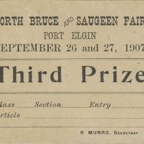 Cards from North Bruce and Saugeen Fair, Port Elgin, Ont., Sept. 26-27,  -0