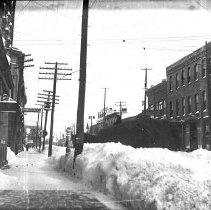 View of the storefronts on Queen Street, Kincardine, in wintertime.