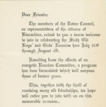 Invitation to Kincardine Old Boys' and Girls' Reunion 1970 inside