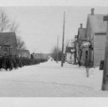 Soldiers marching though Wiarton