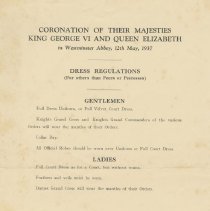 Coronation dress regulations, page 1