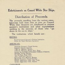 Cunard White Star entertainment programme, back