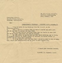 Compassionate discharge request from Bert Coleman, Oct. 27, 1944