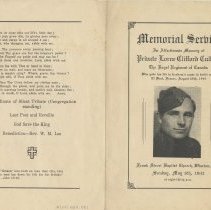 Memorial service in affectionate memory of Private Lorne Clifford Culbert