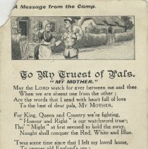 To my truest of pals. "My mother." - Front