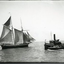 Tugboat "Trudeau" and schooner "Sarah" on Lake Huron