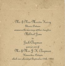 Mildred Kerry and Jack Chapman marriage announcement