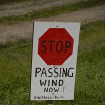Protest sign anti wind turbines Bruce Peninsula Lions Head