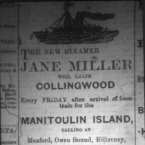 Jane Miller ad in Manitoulin Expositor