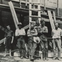 John, Ira, and Carl Dickie with construction help
