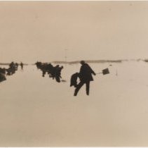 Group shoveling snow