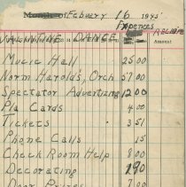 Entertainment Committee of Local 1740 I. A. of M. and general ledger