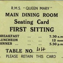 Queen Mary seating card
