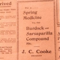 J.C Cooke druggist advertisement