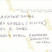 Raymond Small, Mrs. Geddes, Mrs. R. Small, and Janis Small
