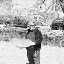 K-81-05-19 Large maple butter bowl held by George McDonald (Ripley).
