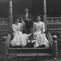 K-81-13-12 Unidentified people posing on steps infront of house.