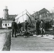 Launch of tug "Onward" at Kincardine harbour 1902