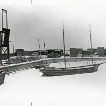 Schooner "Greyhound" in frozen Kincardine harbour