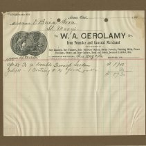 W.A. Gerolamy Iron Founder and General Merchant invoice