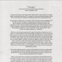 "Farms" information sheet / artist statement