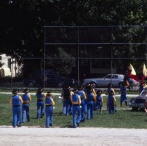 Children's marching band getting ready for parade