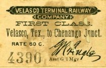 Ticket, "Velasco Terminal Railway Co." 4390
