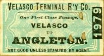 Ticket, "Velasco Terminal Railway Co."1979