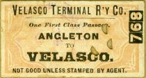 Ticket, "Velasco Terminal Railway Co." 768