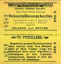 Ticket, "Velasco Terminal Railway Co." 4858