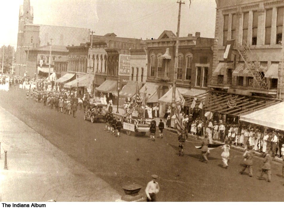 Parade in downtown Greensburg, Indiana, ca. 1920