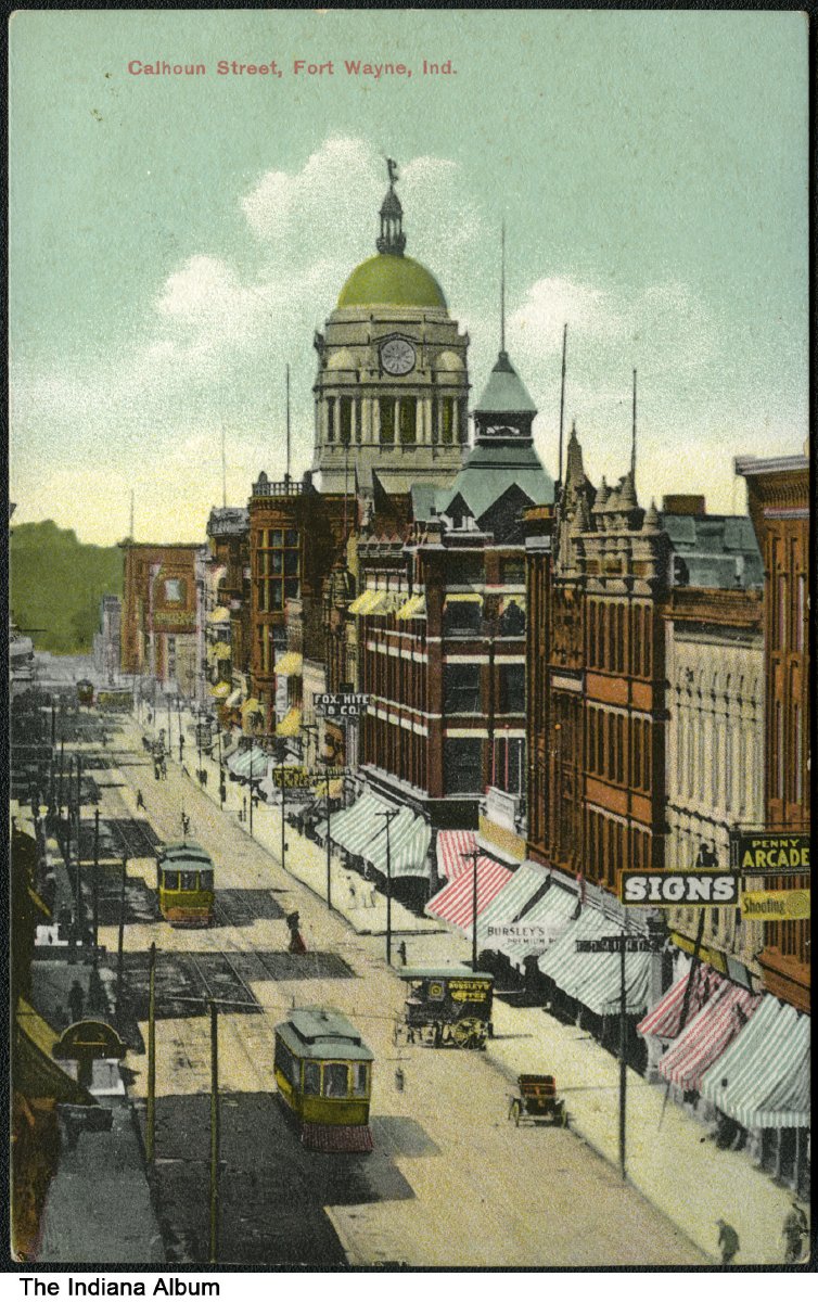 Businesses on Calhoun Street, Fort Wayne, Indiana, circa 1909