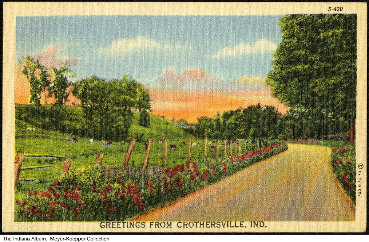 Rural road, Crothersville, Indiana, circa 1940 Postmarked July 13