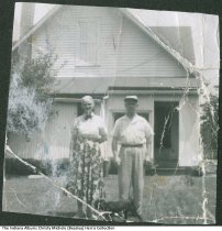 Charles and Daisy Shockley in their backyard, Fountain Square, Indianapolis