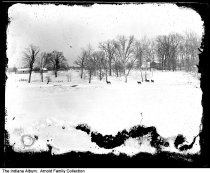 Arnold farm field in winter, Rushville, Indiana, circa 1903