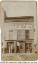 Blessing and Douglas Clothiers free silver headquarters, Fort Branch, Indiana, circa 1896