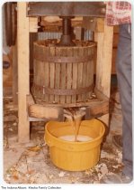 Curt Lorenzen making cider, Fort Wayne, Indiana, 1979