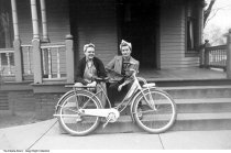 Louise and Evelyn Wolfe at the old nurses' home, Princeton, Indiana, circa 