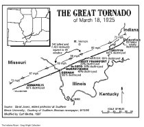 Path of 1925 tornado, Princeton, Indiana, 1996