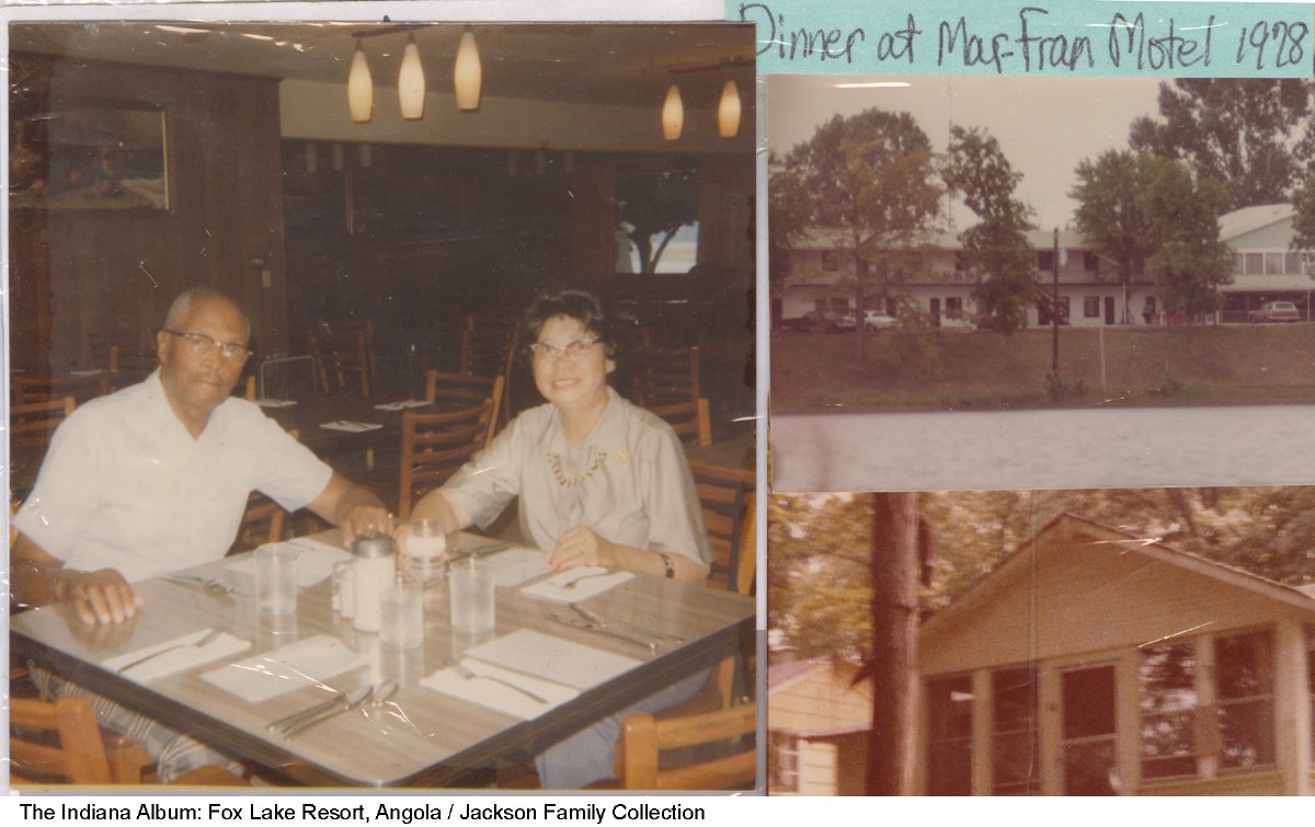 Jacksons dining at MarFran Motel at Fox Lake, Angola, Indiana, 1978