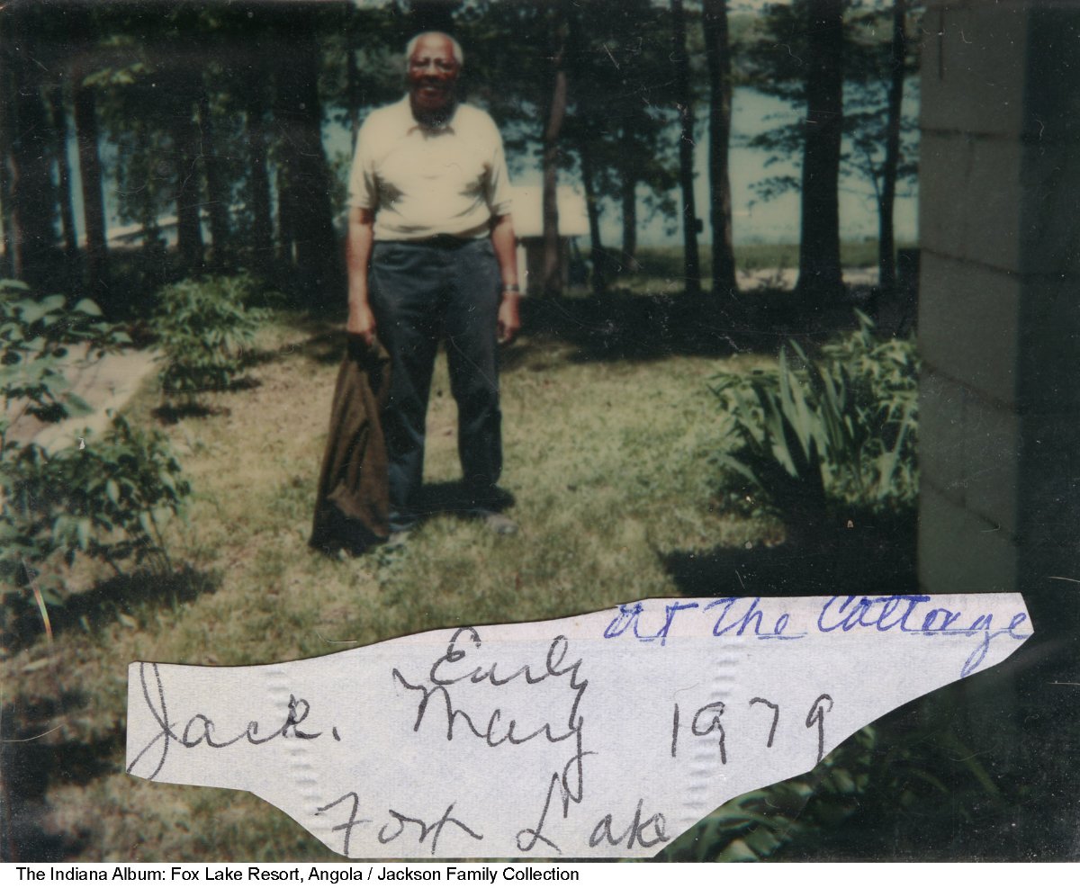 Ralph "Jack" Jackson at cottage, Fox Lake, Angola, Indiana, 1979
