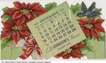 Johnson's Flowers calendar card, Huntington, Indiana, 1962